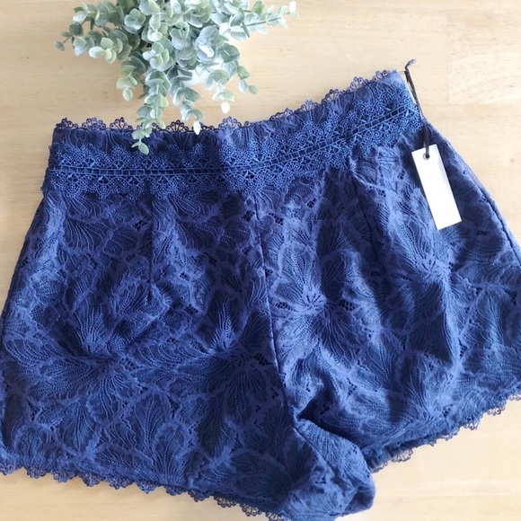 Lovers + Friends Pants - Lovers + Friends Navy Lace Shorts